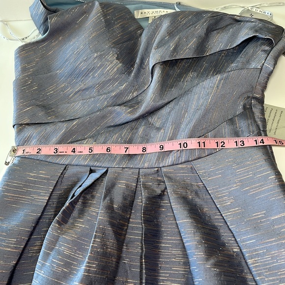 Kay Unger Asymmetrical Ruched Smoke Blue One-Shoulder Dress 8/ NWT - Picture 7 of 14